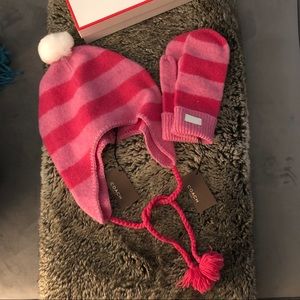 Coach kids striped wool hat and mitten set BNIB